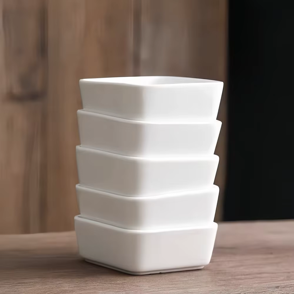 Plateau carré blanc en céramique