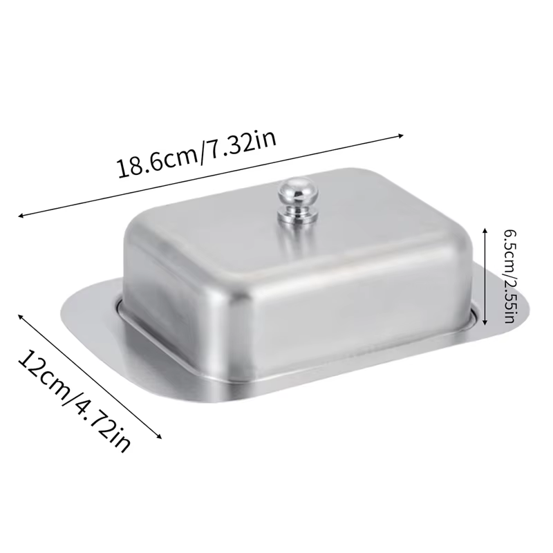 Plat à beurre en acier inoxydable avec couvercle, boîte de rangement pour beurre et fromage, plat à fromage, assiette à beurre avec couvercle, porte-beurre, vaisselle de cuisine