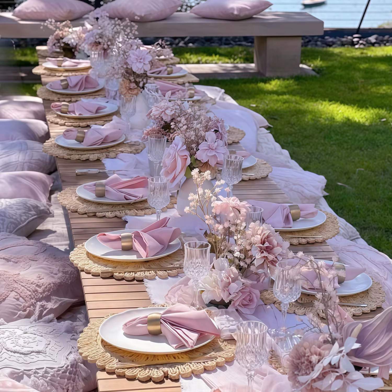 Napperon tissé en paille Boho pour mariage