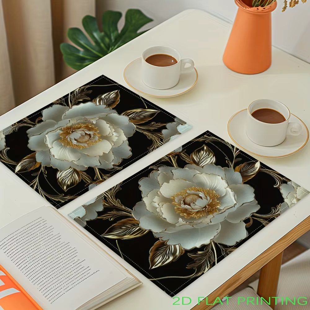 Napperons imprimés de fleurs plates 2D
