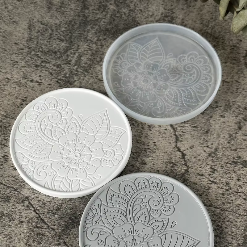 Moule rond en Silicone pour dessous de verre à fleurs
