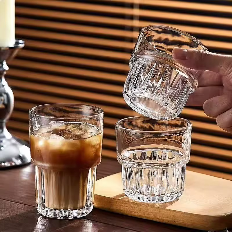 Tasse à café en verre texturé haut de gamme
