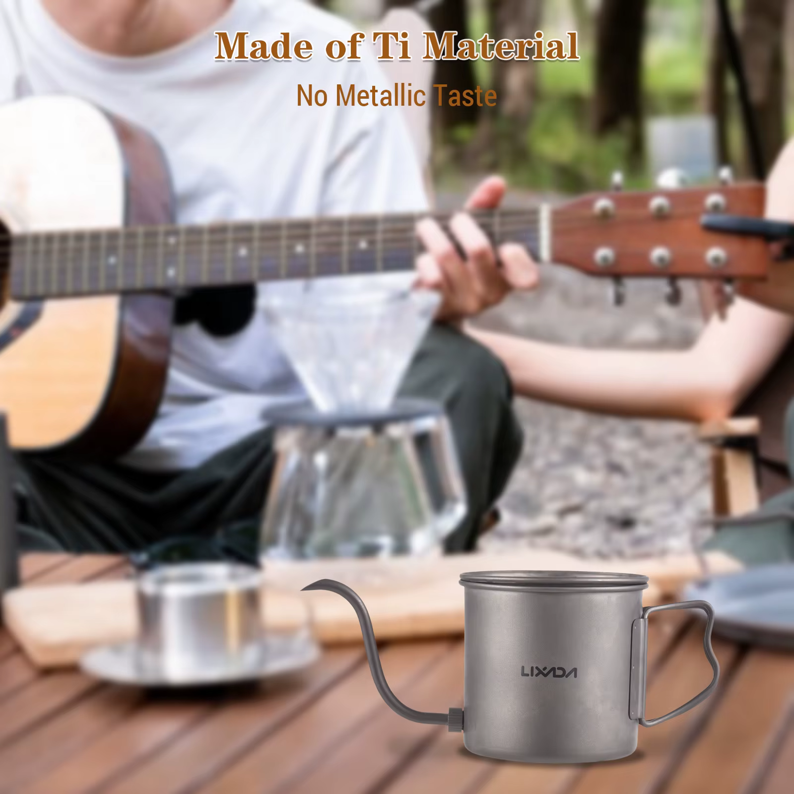 Bouilloire à café en titane LIXADA 400 ml
