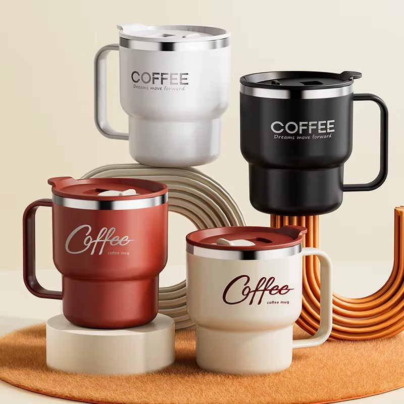 Mug à café en acier inoxydable de 400 ml avec poignée