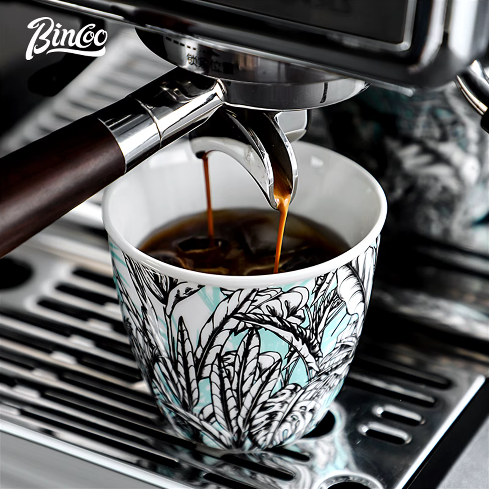 BINCOO tasse à café en céramique série fleur de la Jungle Art créatif Latte