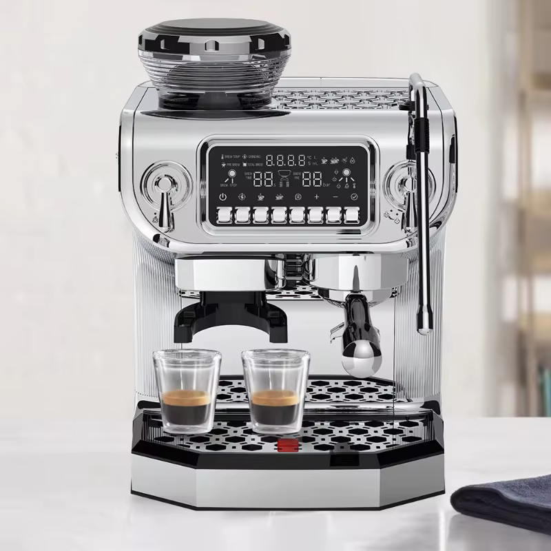 Machine à café expresso électrique professionnelle semi-automatique à écran tactile, double chaudière, de luxe, pour cafés