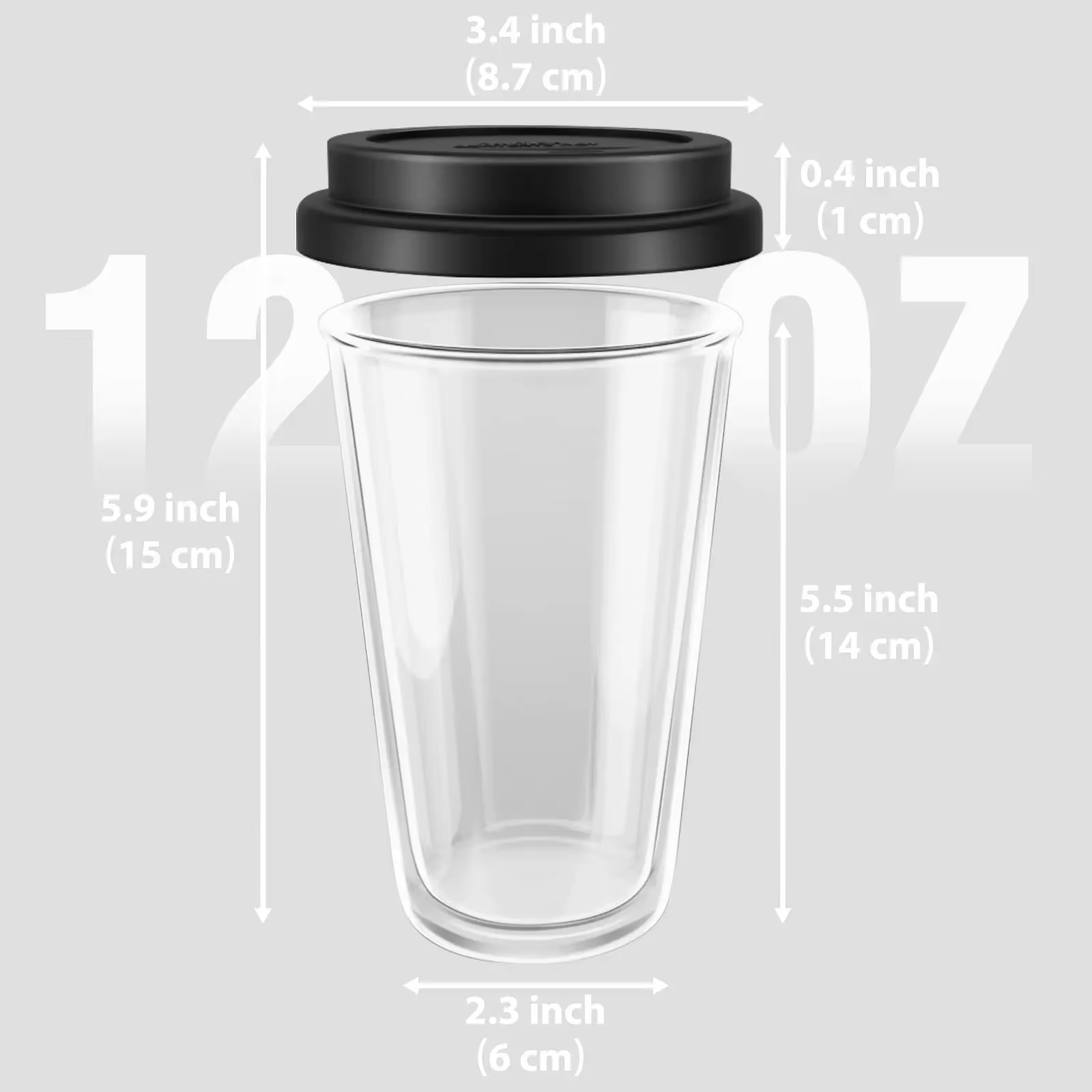 Tasses à café en verre à Double paroi de 350ml
