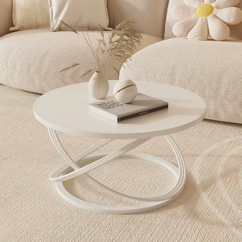 Salon de luxe Table basse Design moderne Premium Glam Tables basses blanc rond Muebles Para El Hogar décoration de la maison