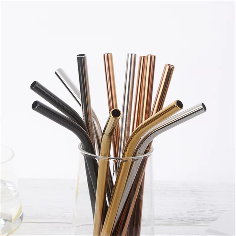 Pailles à boire colorées en acier inoxydable