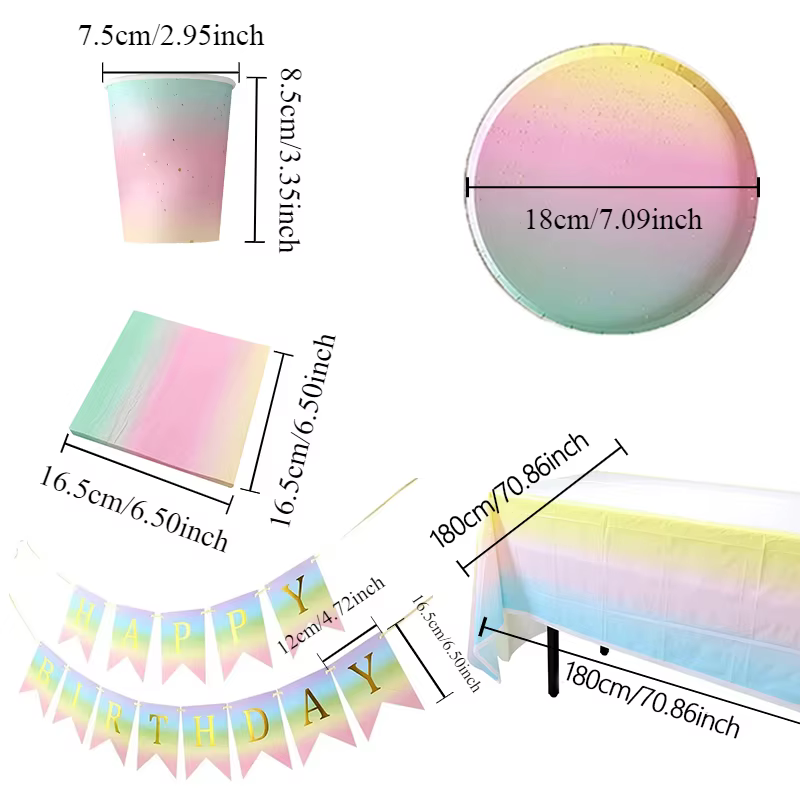 Ensemble de vaisselle arc-en-ciel