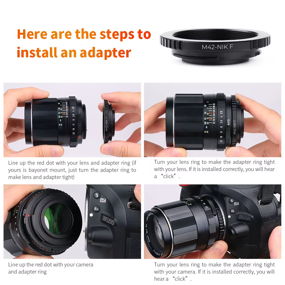 Adaptateur d'objectif K&F CONCEPT M42-NIK F pour objectif M42 vers monture d'appareil photo reflex numérique Nikon AI F D5100 D700 D300 D800 D90 avec capuchon en verre