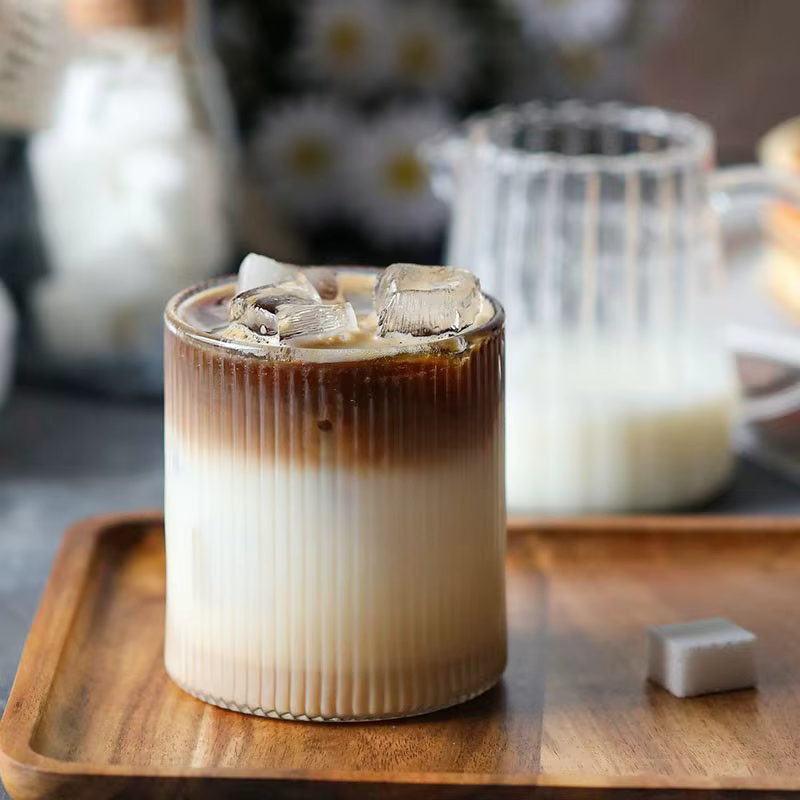 INS tasses en verre nervuré verres à boire tasse de thé glacé eau jus