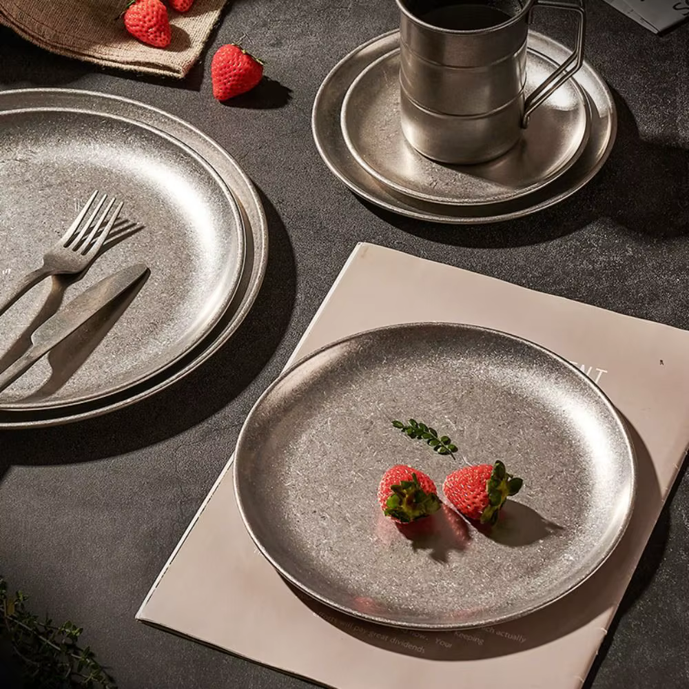 Vaisselle assiette à Steak en acier inoxydable plat occidental classique Durable