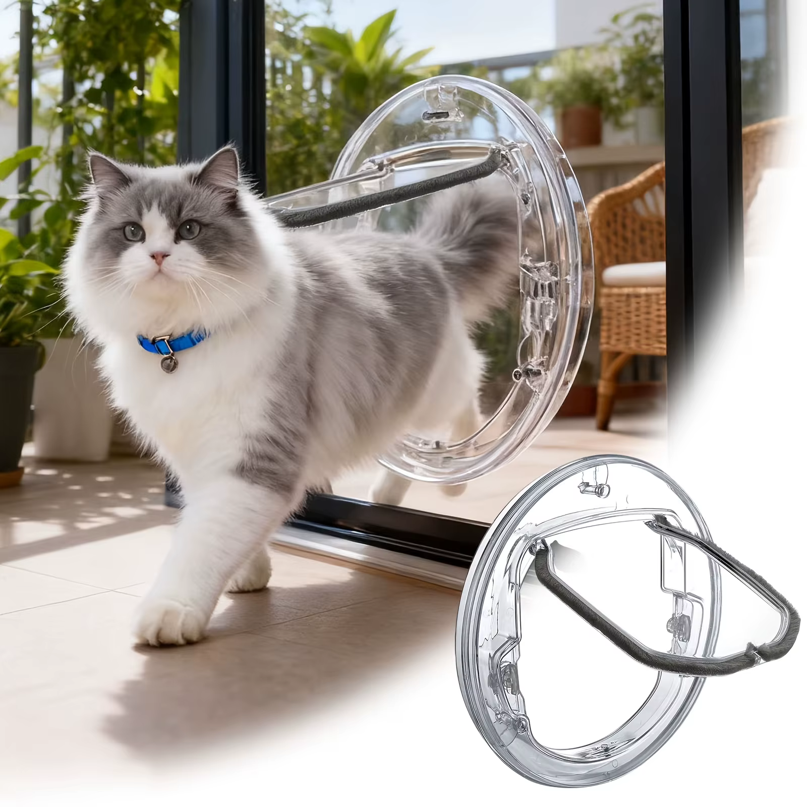 Porte transparente pour animaux de compagnie pour une entrée et une sortie libres à travers le trou de la porte, adaptée aux chats et aux petits chiens. Portes et fenêtres en verre C