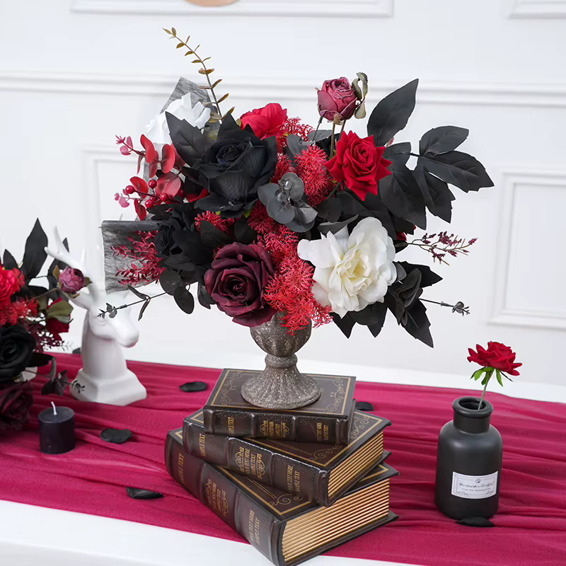 Vase à fleurs série bordeaux noir