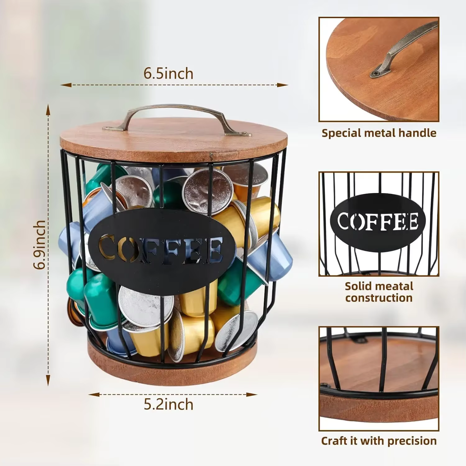 Porte-dosette de café, grand porte-filtre à café avec couvercle