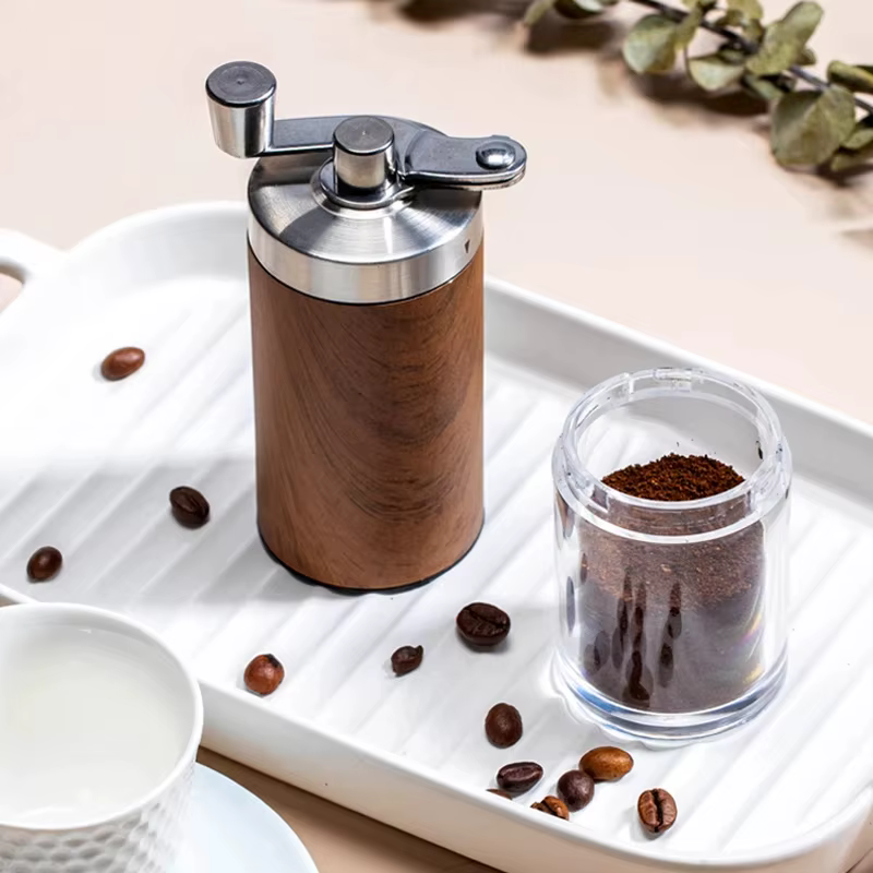 Grain de café Grain de bois portable en acier inoxydable manivelle main moulin à café moulin à outils de cuisine