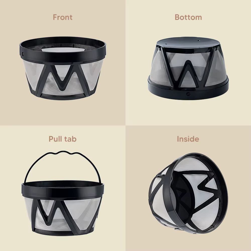 Filtre à café permanent à panier réutilisable pour les brasseurs Mr. Coffee Makers, paquet de 2 pour filtre à panier de remplacement Mr. Coffee de 8 à 12 tasses