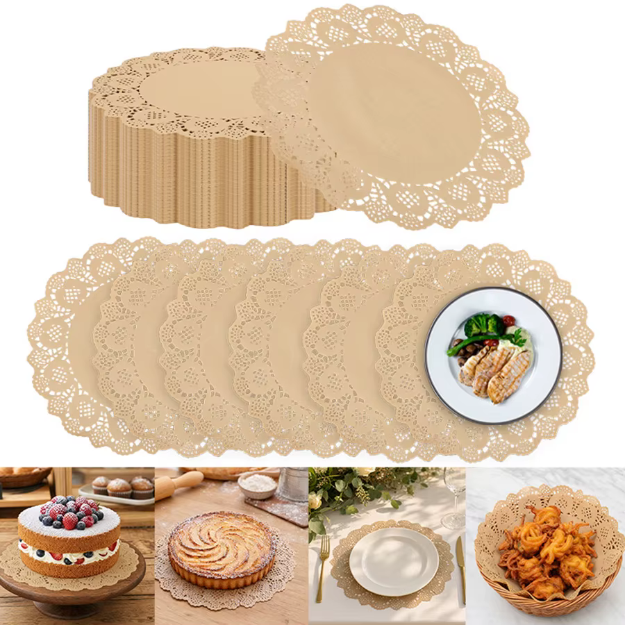 50 pièces de sets de table ronds en papier dentelle