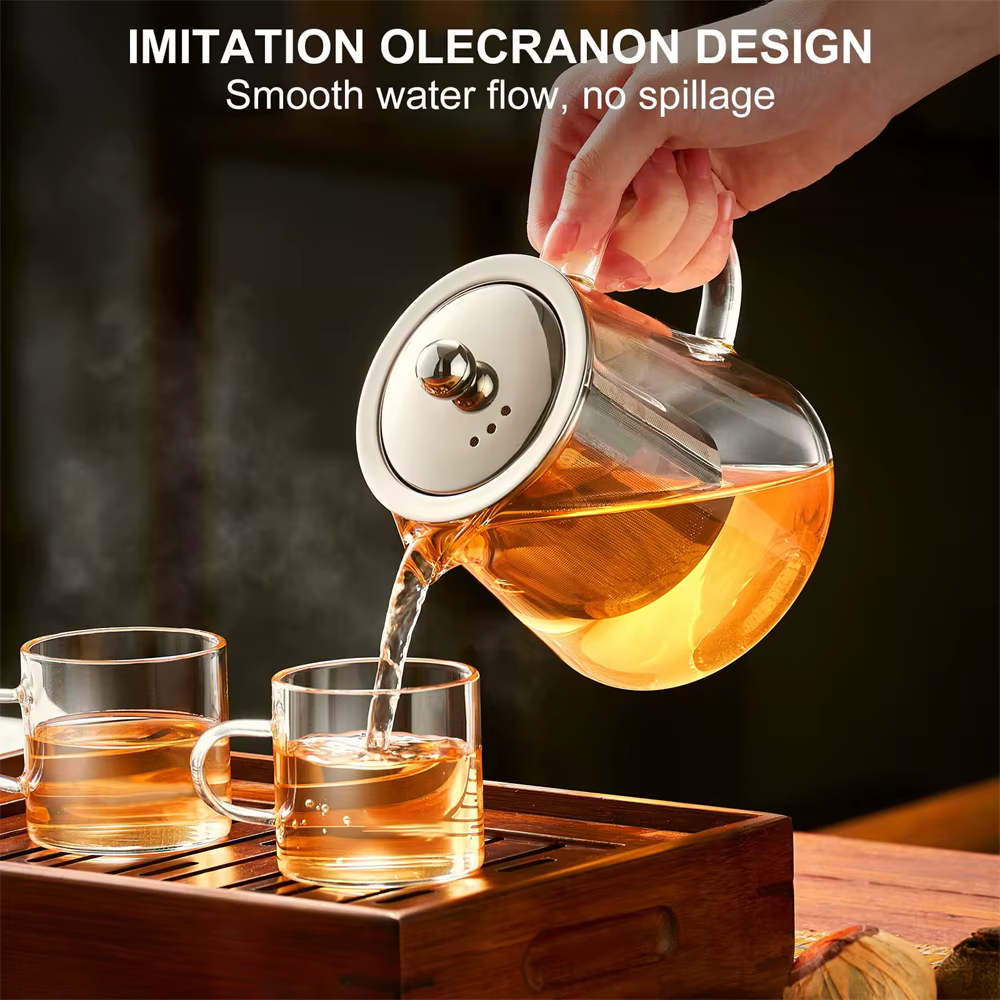 Théière en verre Borosilicate transparent résistant à la chaleur
