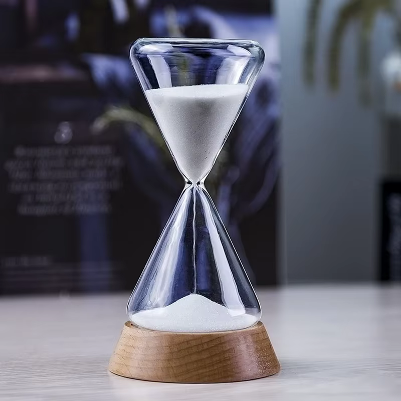 Nouveau sablier de temps de gouttelette de verre nordique avec Base en bois décoration de la maison artisanat cadeau