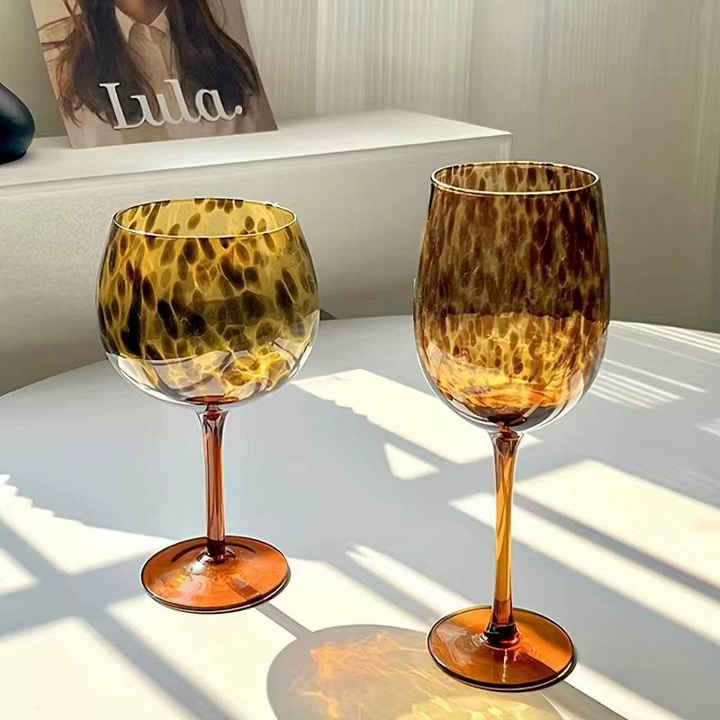 Verre à vin haut de gamme imprimé léopard