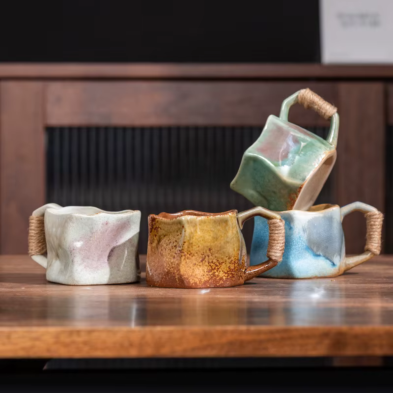 Tasse à café en poterie rugueuse créative