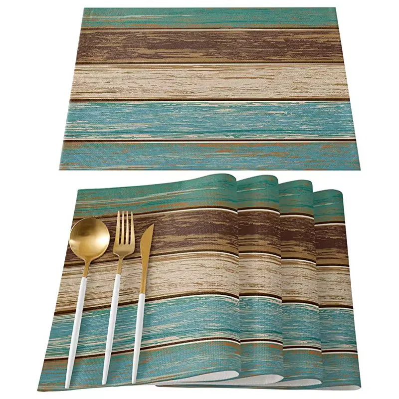 Set de 4 napperons en bois de grange rustique rétro, linge de bergame, décoration de table pour cuisine et table à manger