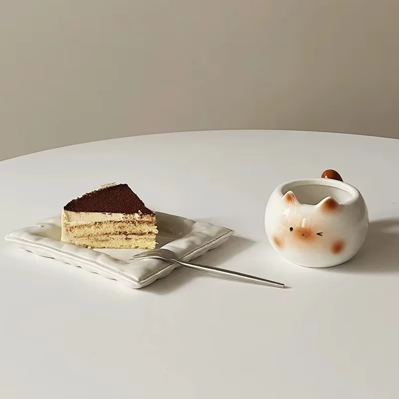 Tasse en céramique mignonne créative en forme de chat siamois