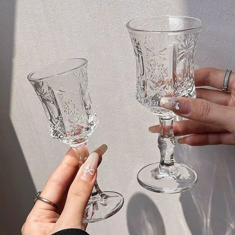 2 pièces ustensiles à vin verres à Champagne 50 ml/100 ml verre à vin rouge de Style français Vintage Relief tasse