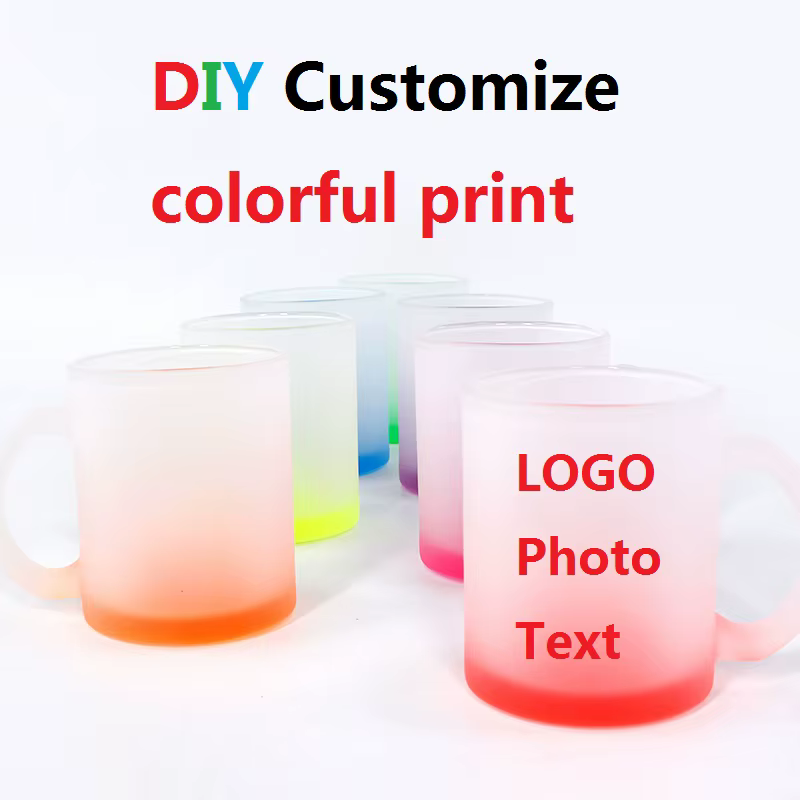 Couleurs dégradées de tasse en verre pour jus d'eau froide 325ML 11oz bricolage personnalisé