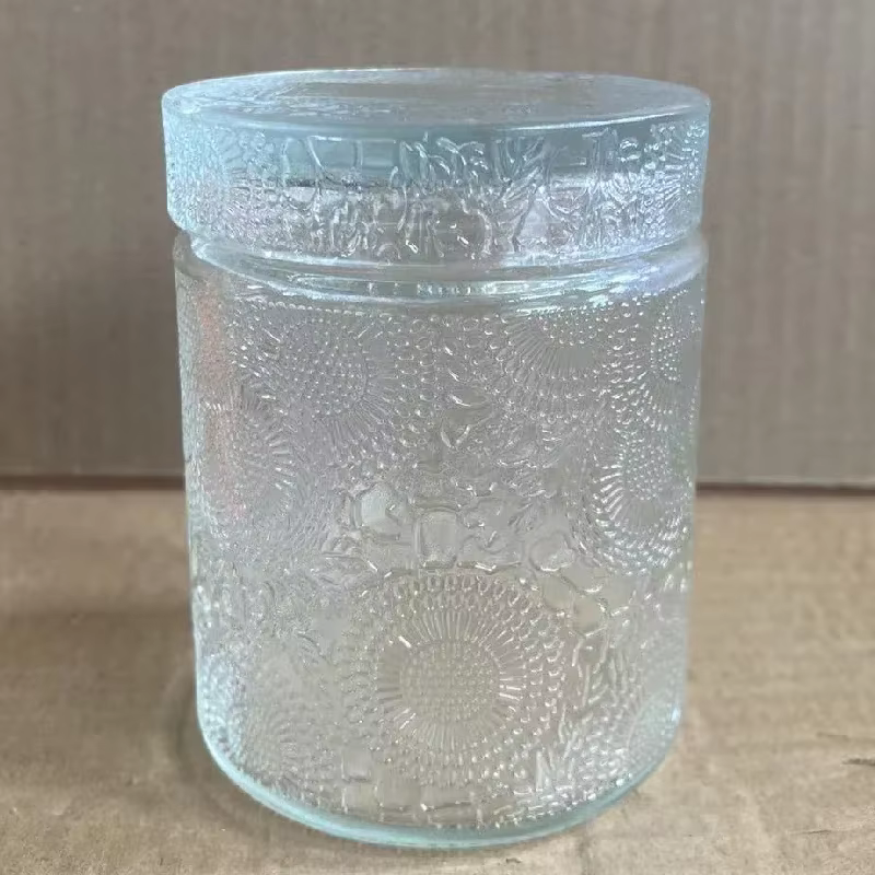 Pot de rangement en verre avec couvercle