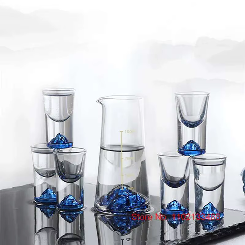 Verre à Shot de montagne en cristal bleu