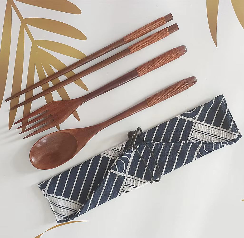 Ensemble de couverts en bois naturel durable 3 pièces