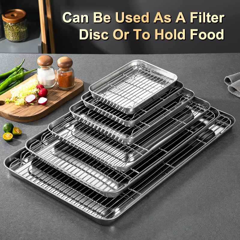 Plateau de cuisson en acier inoxydable avec support de refroidissement amovible