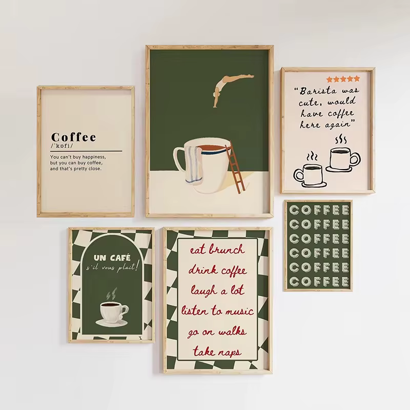 Affiche d'art drôle de plongée de café
