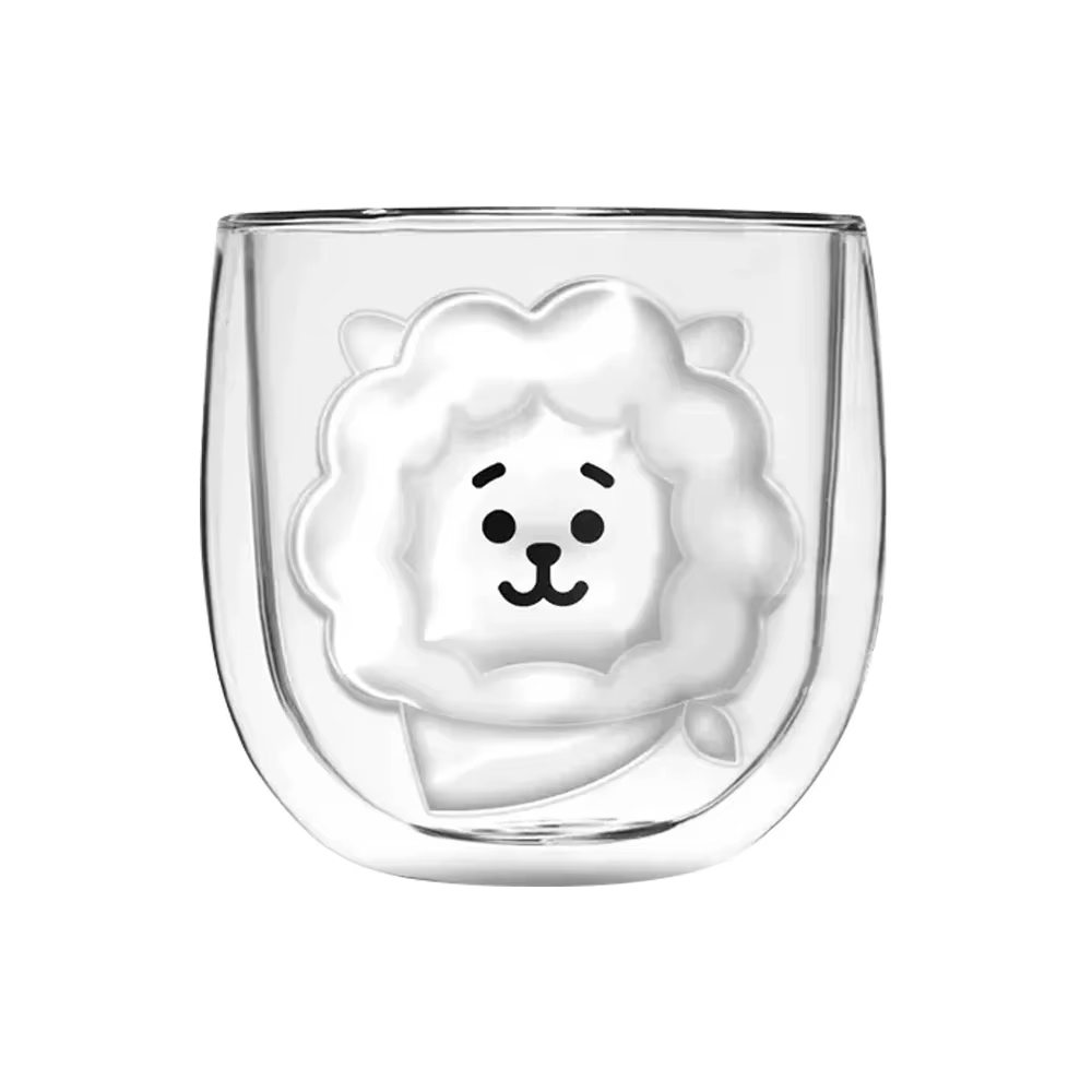 Tasses à café en verre borosilicaté à double paroi de dessin animé