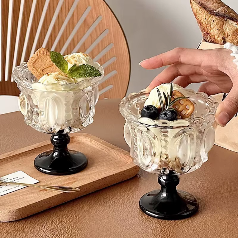 2026 Nouvelle Tasse à dessert en verre à pied haut