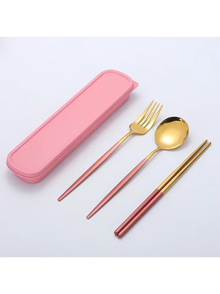 Ensemble de couverts portables en acier inoxydable avec boîte de rangement