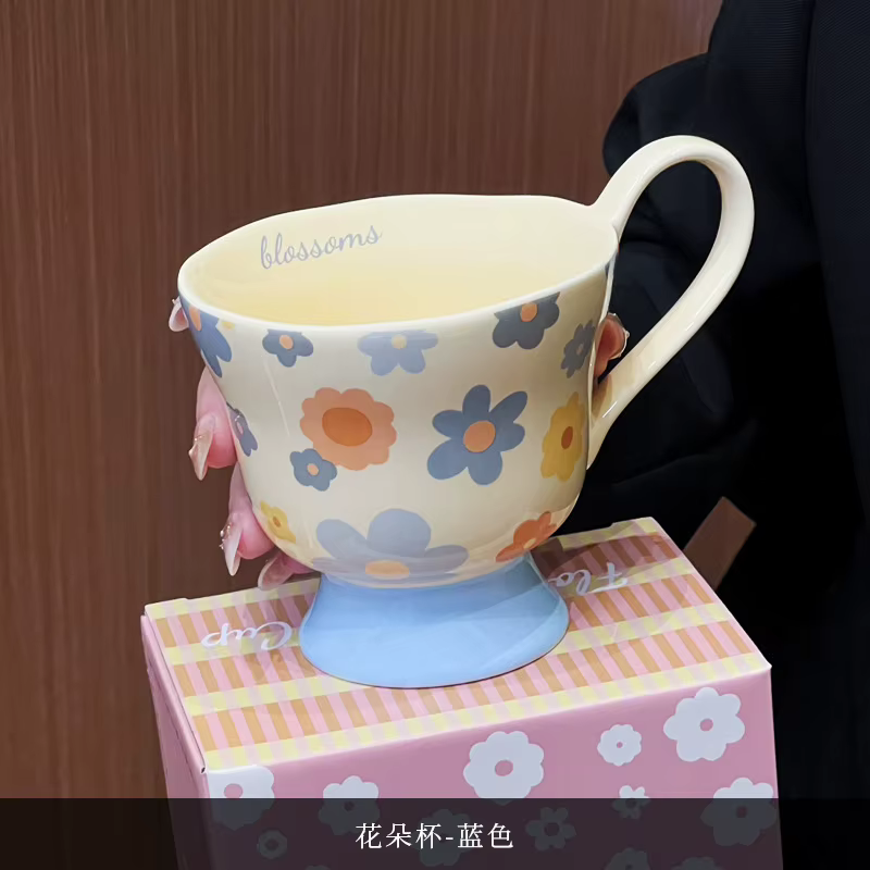 Tasses à eau en céramique à motif floral mignonnes