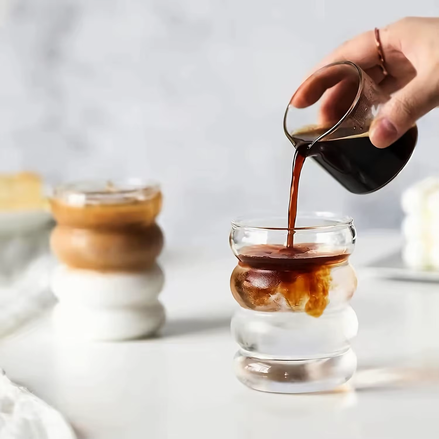 2 tasses à café en verre borosilicate élevé 350ML/11.8oz avec paille et brosse