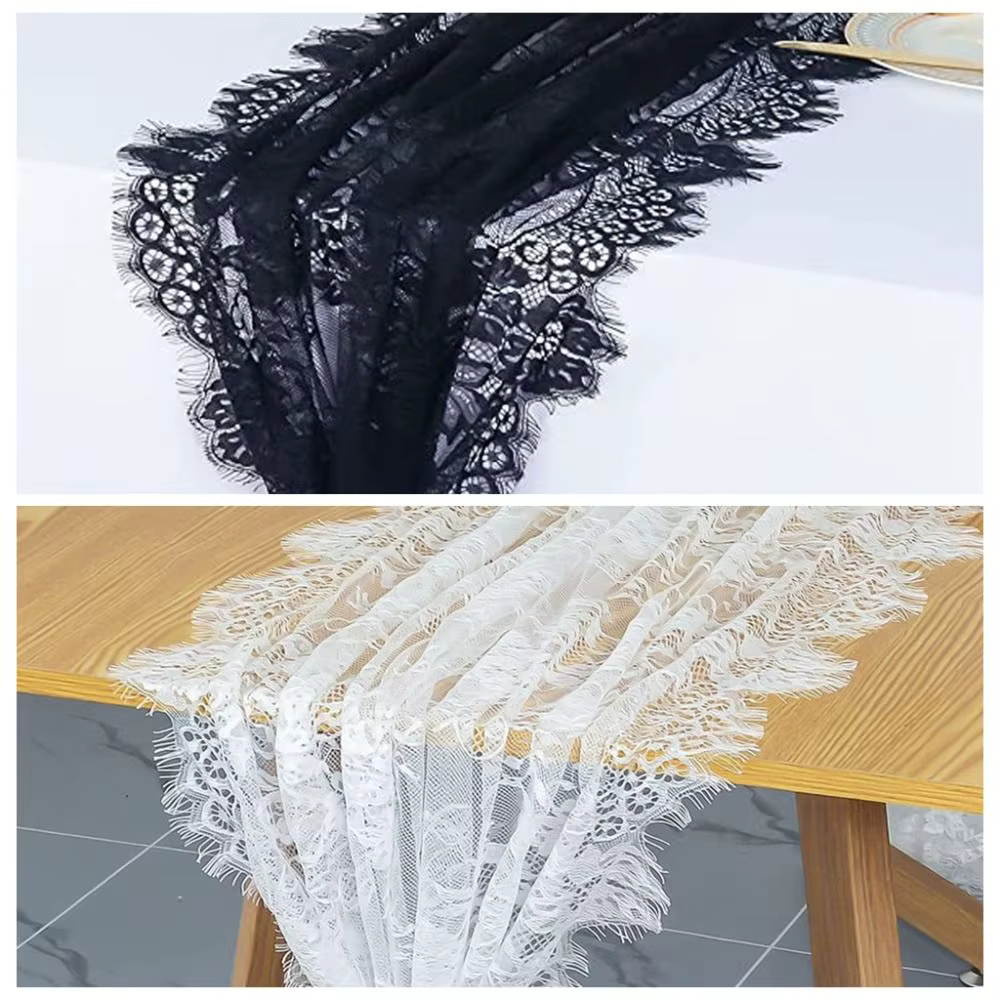 Chemin de table en dentelle blanche