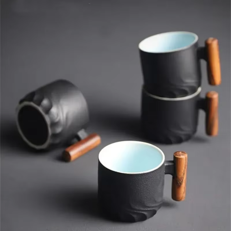 Tasse à café créative faite à la main, exquise, Vintage, avec manche en bois, tasses, verres, cuisine, Bar à manger, maison