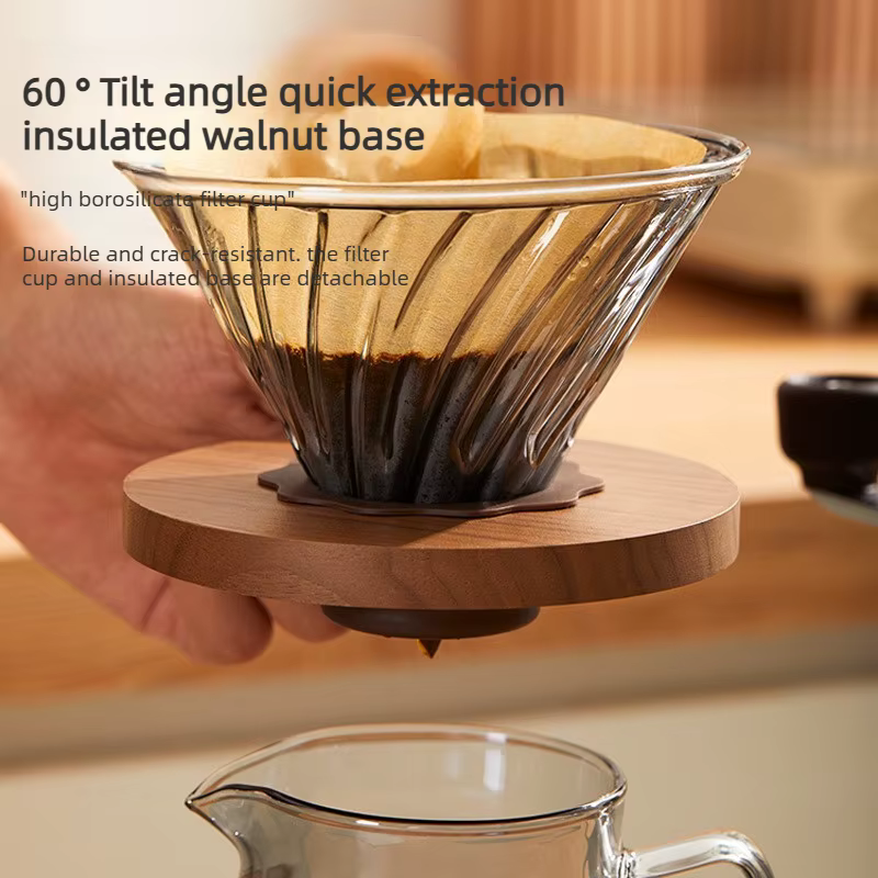 Cafetière à filtre en verre, design diamant, avec support de filtre, pour usage domestique et professionnel