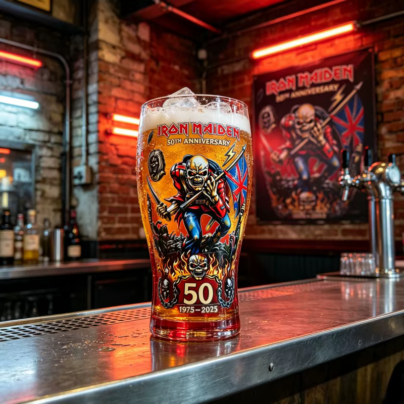 Verre à bière sur le thème des groupes de rock