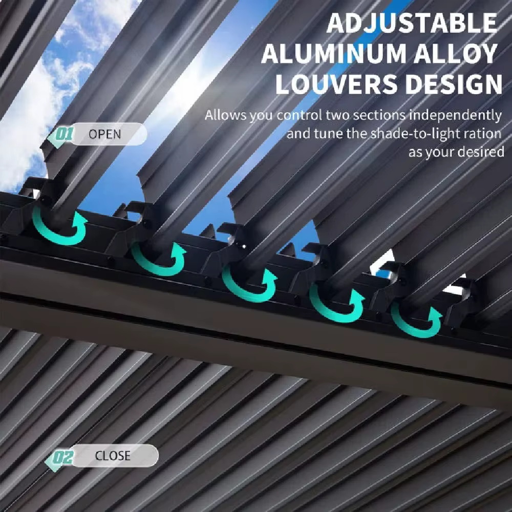 Pergola extérieure coulissante en verre pare-soleil étanche personnalisée