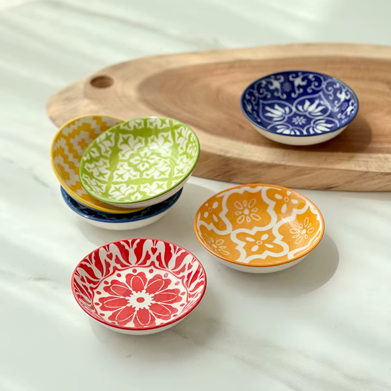 Assiettes à vinaigre en céramique bohème