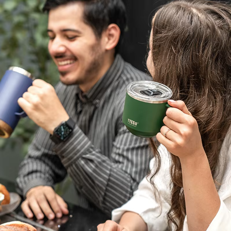 TYESO 330ML gobelet pour tasse à café en acier inoxydable isolé sous vide exquis empilable extérieur Portable sûr et fiable