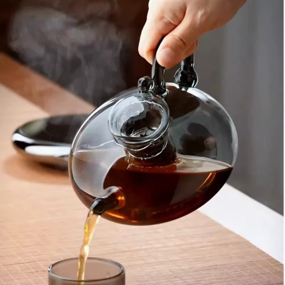 Théière en verre transparent avec infuseur