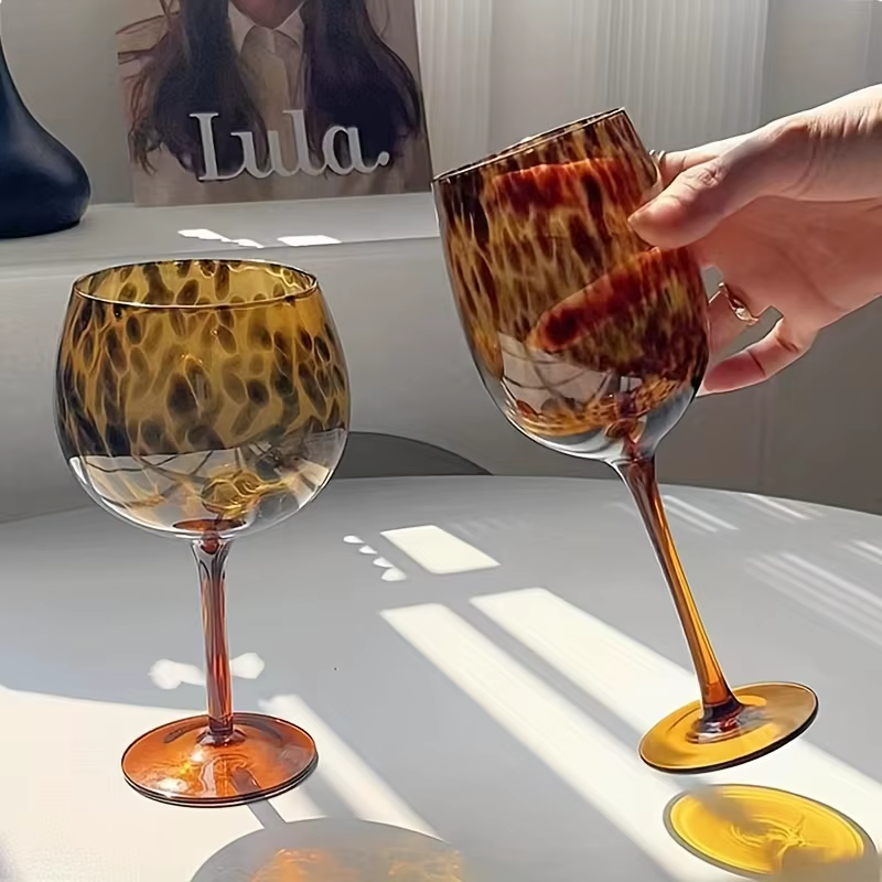 Verre à vin haut de gamme imprimé léopard